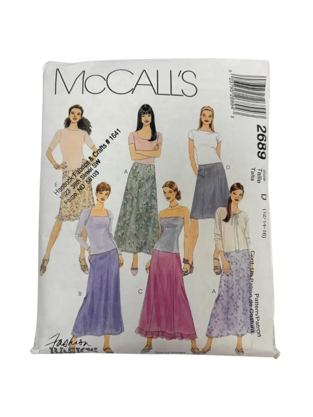 Vintage Y2K McCall's 2689 Skirt Sewing Pattern - As is